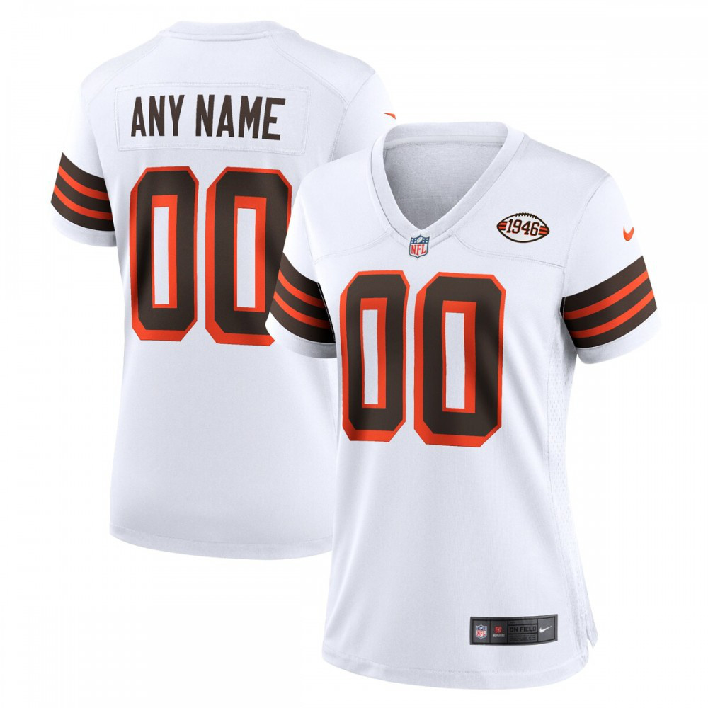 Cleveland Browns Nike Women's 1946 Collection Alternate Custom Jersey - White-GridironStore